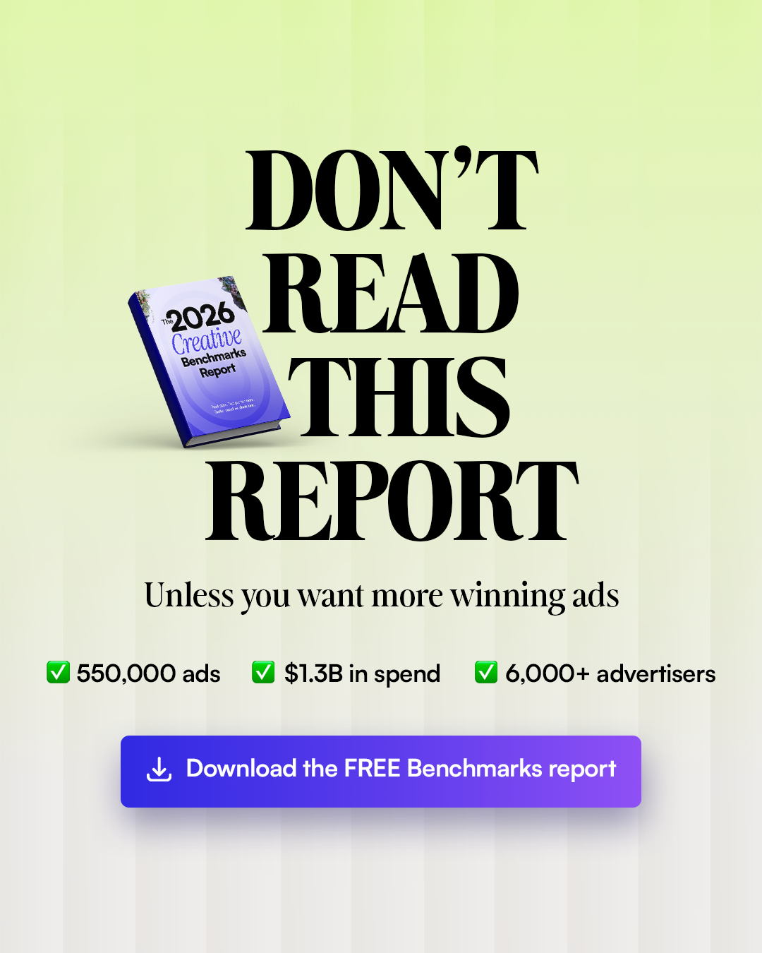 Motion ad reading "Don't read this report", live 32 days