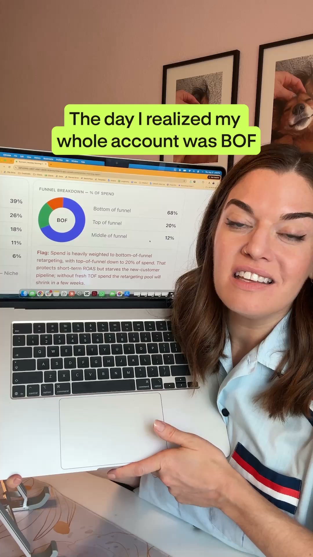 Motion video ad frame captioned "The day I realized my whole account was BOF"