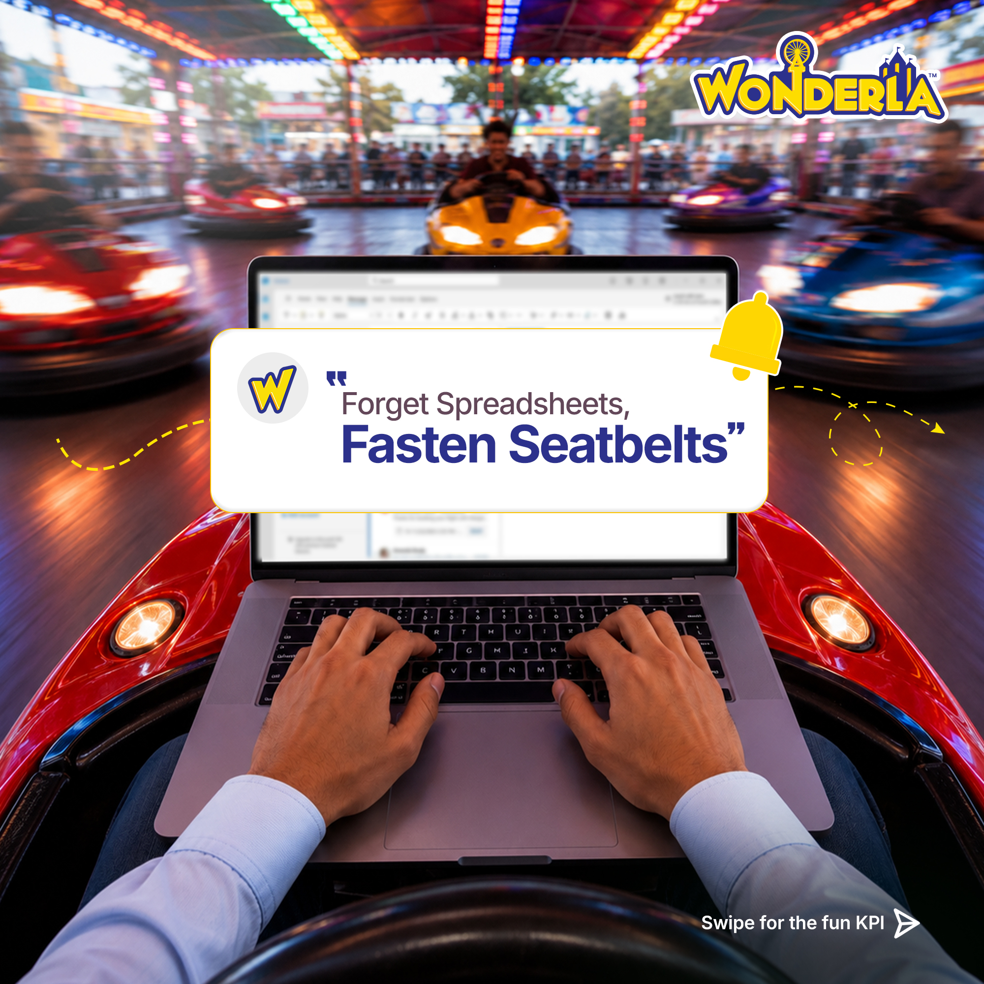 Wonderla corporate carousel ad, card 1 of 6