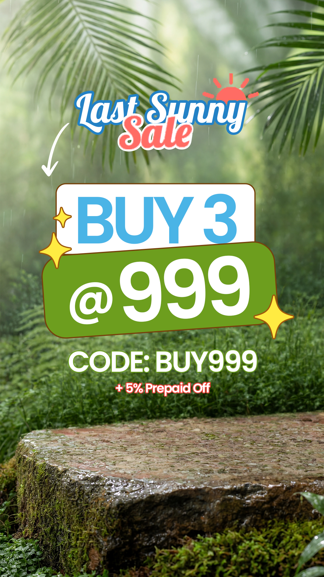 MCaffeine Meta ad: "Buy 3 at INR 999" sale with code BUY999