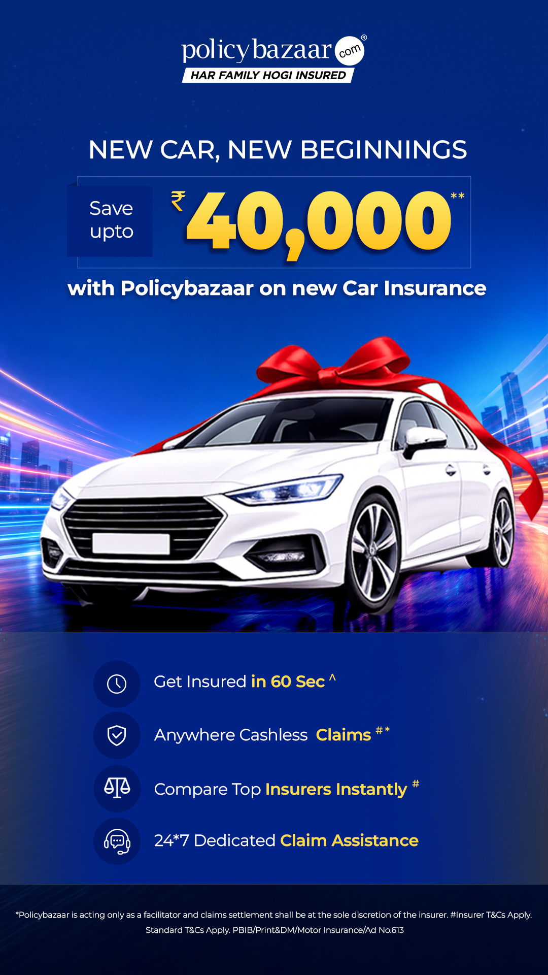 CarDekho Meta ad: save up to INR 40,000 on new car insurance by comparing insurers