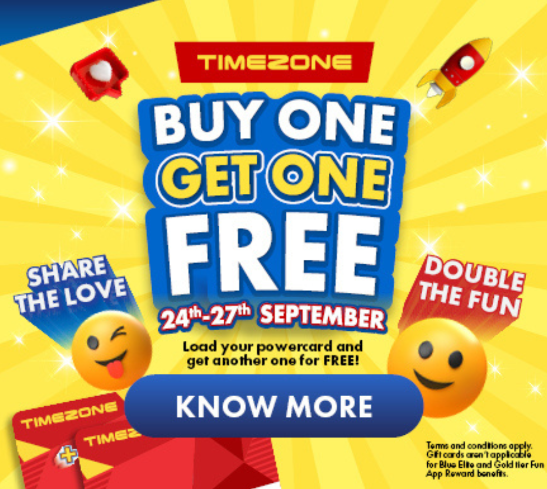Timezone Meta ad: "Buy one get one free, 24-27 September, share the love, double the fun"