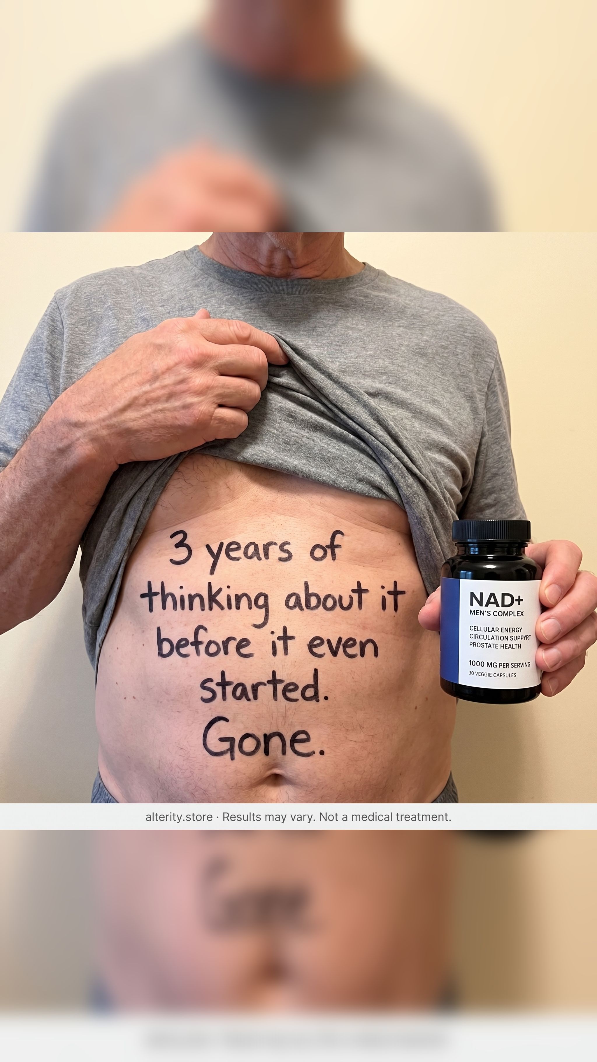 Alterity Meta ad: "Bring back the old you" with the hook written directly on skin