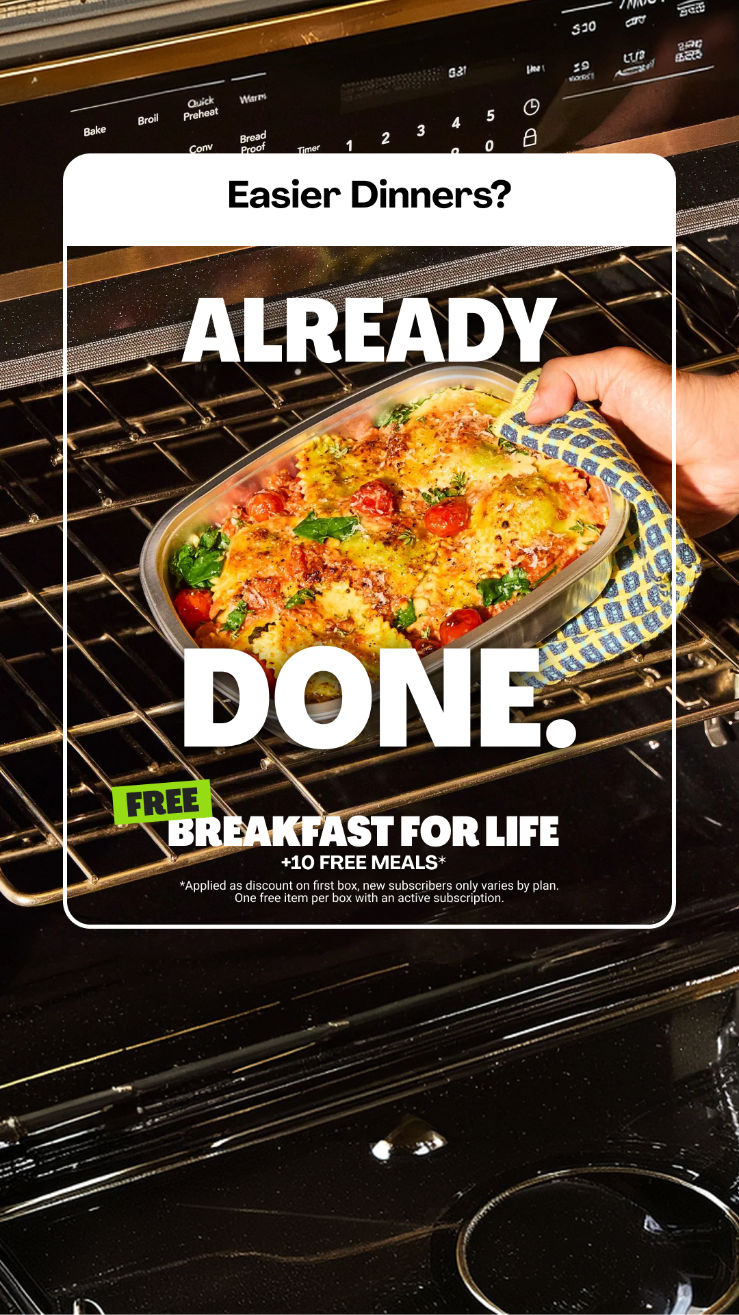 HelloFresh Meta ad: "Easier dinners? Already done." with an offer of 10 free meals