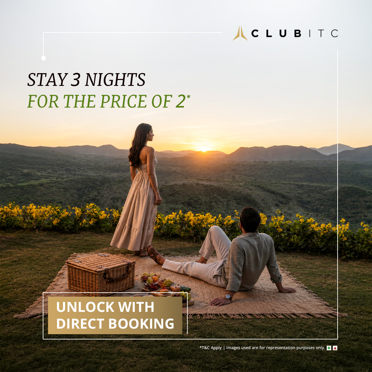 ITC Hotels Meta ad: "Stay 3 nights for the price of 2", book by 10 November
