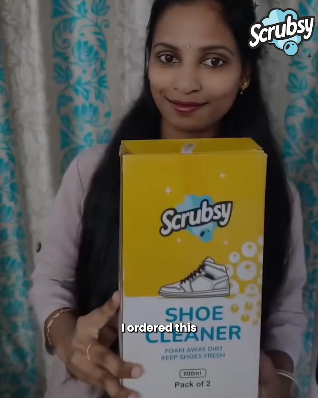 Scrubsy UGC ad: a dirty shoe cleaned on camera in seconds, buy one get one free