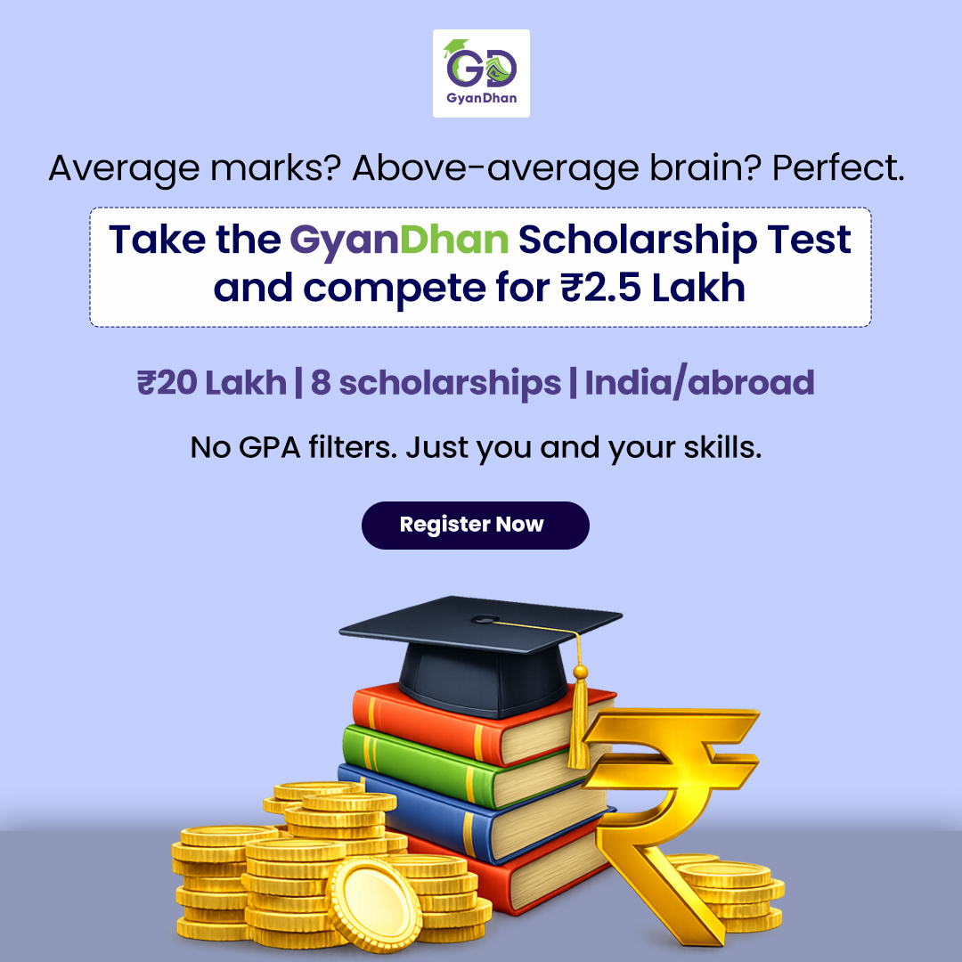 GyanDhan Meta ad: "Average marks? Above-average brain. Perfect." -- one test, a INR 2.5 lakh scholarship